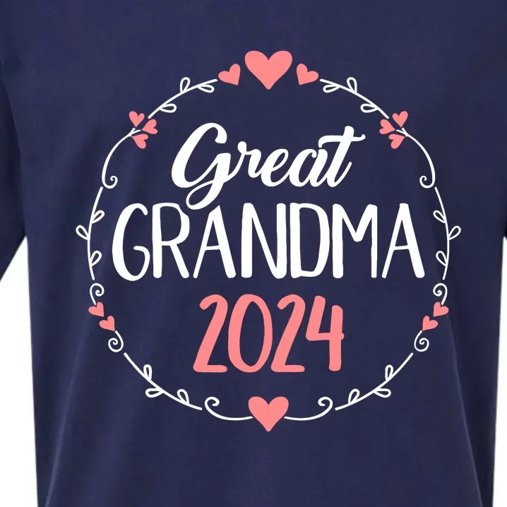 Great Grandma 2024 For Pregnancy Announcement Sueded Cloud Jersey T-Shirt