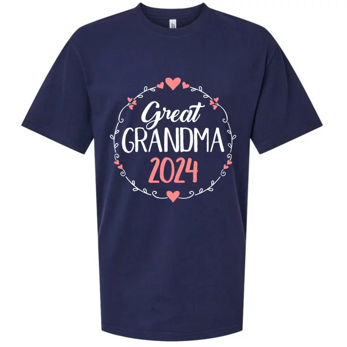 Great Grandma 2024 For Pregnancy Announcement Sueded Cloud Jersey T-Shirt