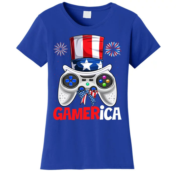 Gamer Gaming 4th Of July Video Game American Flag Great Gift Women's T-Shirt