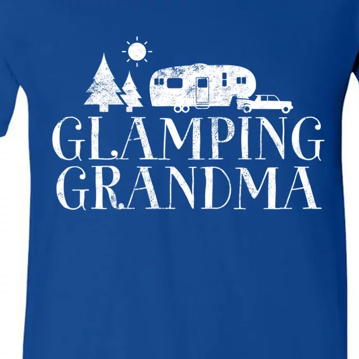 Glamping Grandma 5Th Wheel Camper Rv Camping Vacation Gift Meaningful Gift V-Neck T-Shirt