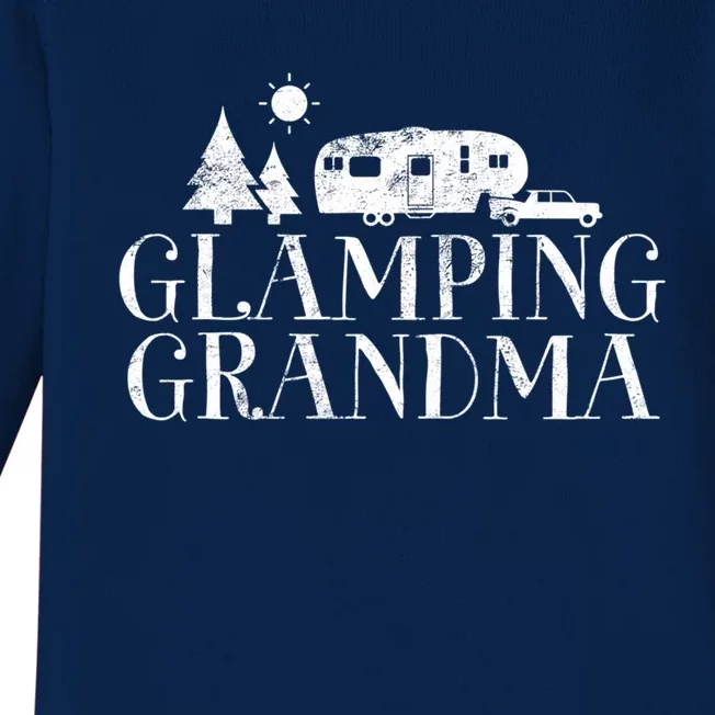 Glamping Grandma 5Th Wheel Camper Rv Camping Vacation Gift Meaningful Gift Baby Long Sleeve Bodysuit