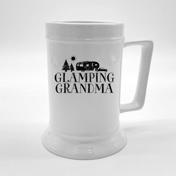 Glamping Grandma 5Th Wheel Camper Rv Camping Vacation Gift Meaningful Gift Front & Back Beer Stein