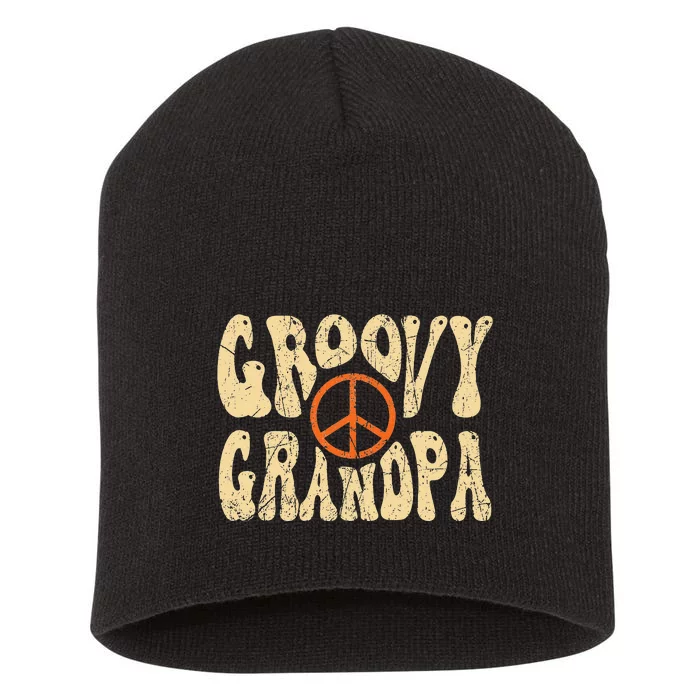 Groovy Grandpa 70s Aesthetic Nostalgia 1970's Retro Grandpa Short Acrylic Beanie