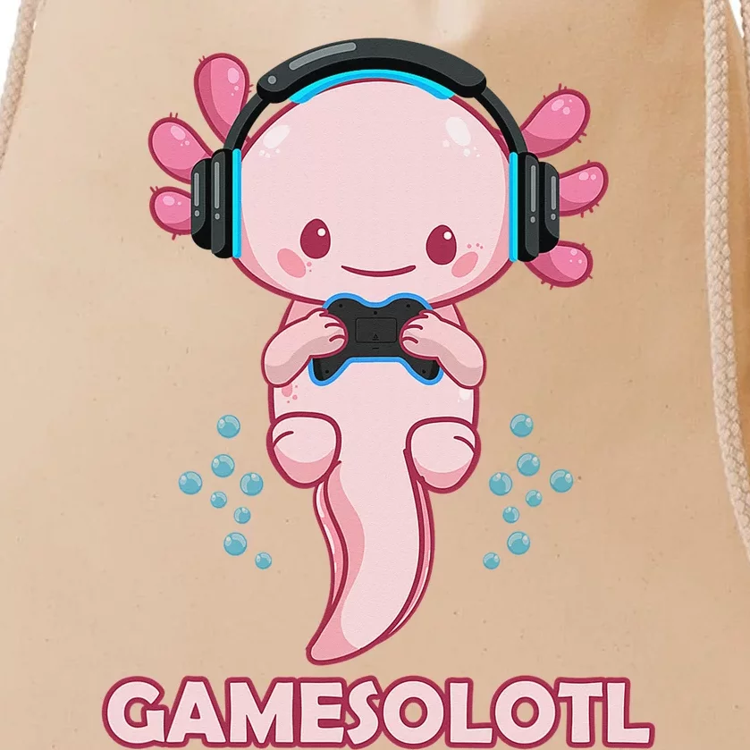 Gamesolotl Gaming Axolotl Playing Video Games Funny Drawstring Bag