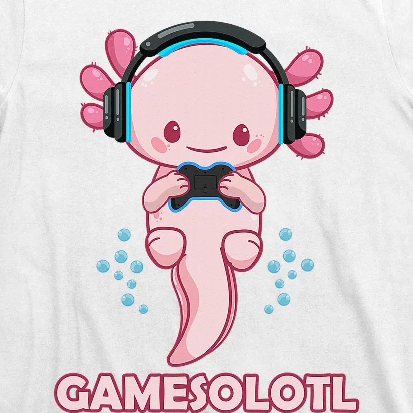 Gamesolotl Gaming Axolotl Playing Video Games Funny T-Shirt