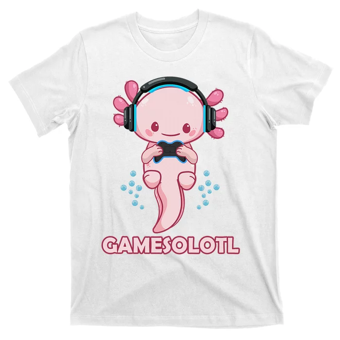 Gamesolotl Gaming Axolotl Playing Video Games Funny T-Shirt