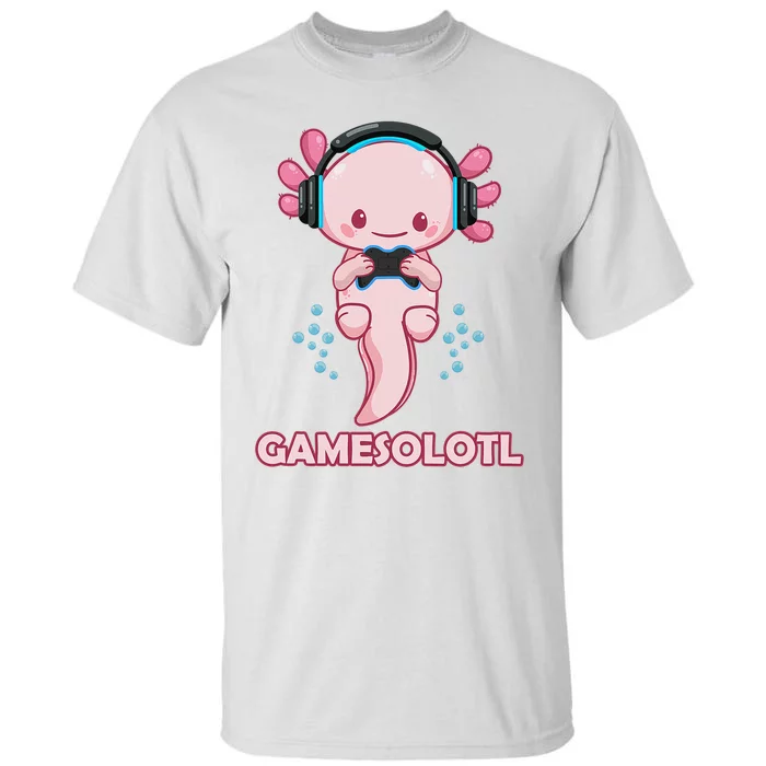 Gamesolotl Gaming Axolotl Playing Video Games Funny Tall T-Shirt