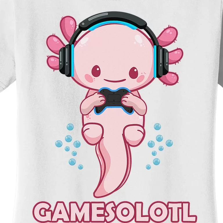 Gamesolotl Gaming Axolotl Playing Video Games Funny Women's T-Shirt