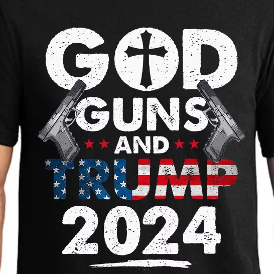 God Guns And Trump 2024 Usa American Flag Pajama Set