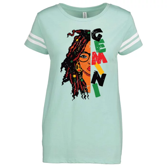 Gemini Girl Afro Locs Girl Zodiac Signs Birthday Girl Enza Ladies Jersey Football T-Shirt