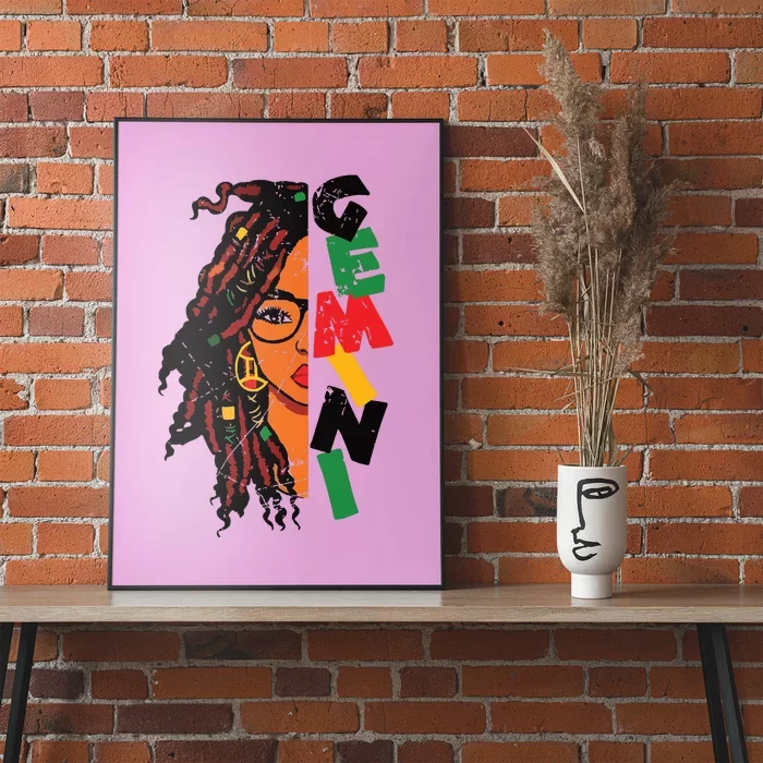 Gemini Girl Afro Locs Girl Zodiac Signs Birthday Girl Poster