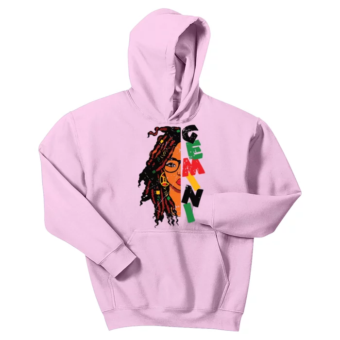 Gemini Girl Afro Locs Girl Zodiac Signs Birthday Girl Kids Hoodie