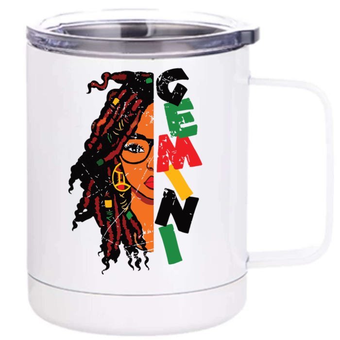 Gemini Girl Afro Locs Girl Zodiac Signs Birthday Girl Front & Back 12oz Stainless Steel Tumbler Cup