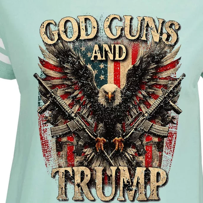 God Guns And Trump 2nd Amendment Flag Eagle Enza Ladies Jersey Football T-Shirt