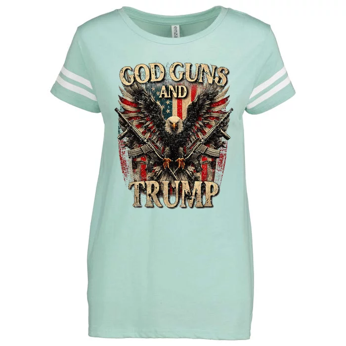 God Guns And Trump 2nd Amendment Flag Eagle Enza Ladies Jersey Football T-Shirt