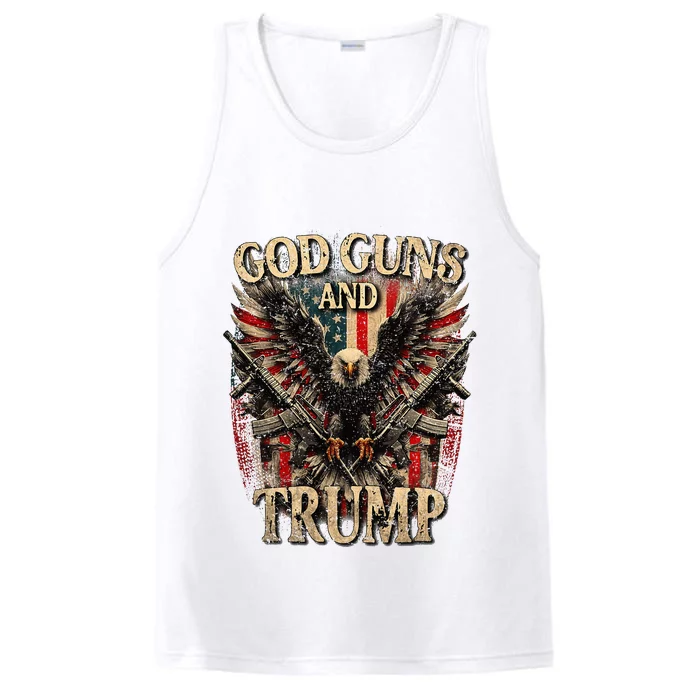 God Guns And Trump 2nd Amendment Flag Eagle Performance Tank