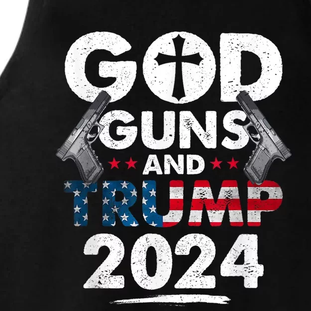 God Guns And Trump 2024 Usa American Flag Ladies Tri-Blend Wicking Tank