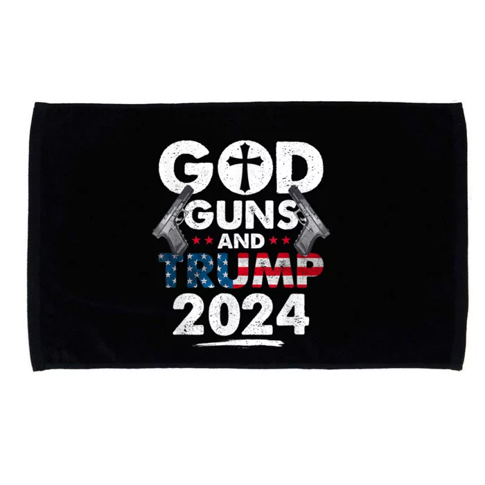 God Guns And Trump 2024 Usa American Flag Microfiber Hand Towel