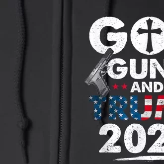 God Guns And Trump 2024 Usa American Flag Full Zip Hoodie