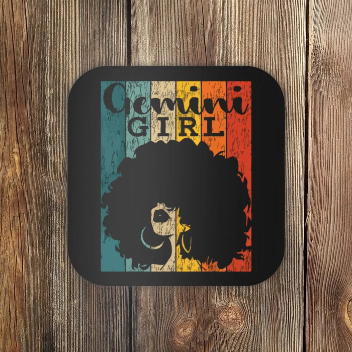 Gemini Girl Afro Natural Hair Diva Black Woman Zodiac Coaster