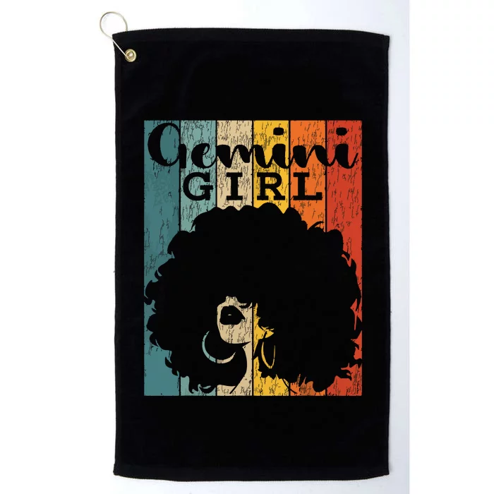 Gemini Girl Afro Natural Hair Diva Black Woman Zodiac Platinum Collection Golf Towel