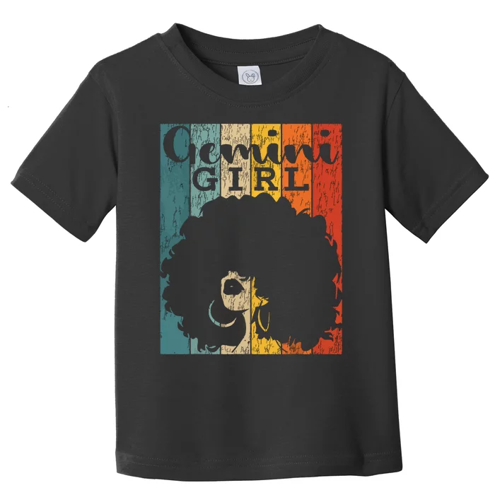 Gemini Girl Afro Natural Hair Diva Black Woman Zodiac Toddler T-Shirt