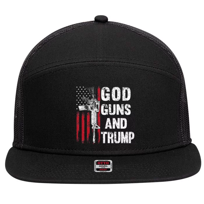 God Guns And Trump 2nd Amendment Flag Ar15 American Flag 7 Panel Mesh Trucker Snapback Hat