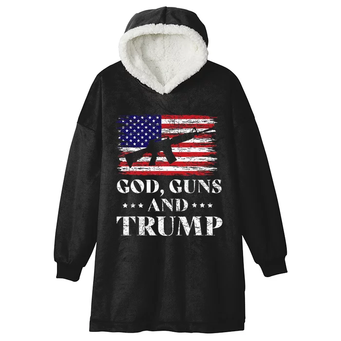 God Guns And Trump Donald Trump For President 2020 Hooded Wearable Blanket