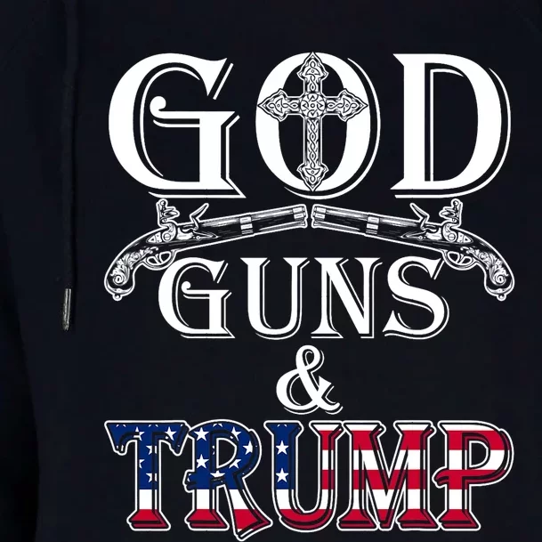 God Guns And Trump 2nd Amendment Pro Trump Womens Funnel Neck Pullover Hood