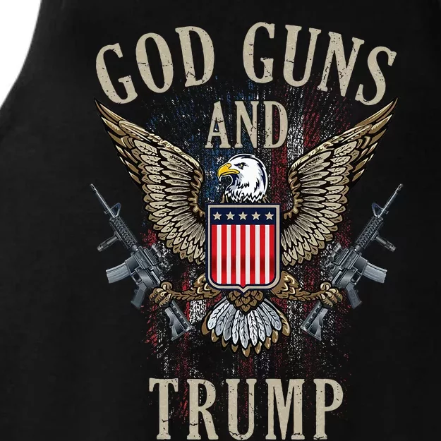 God Guns And Trump 2nd Amendment Flag Ar15 American Flag Ladies Tri-Blend Wicking Tank