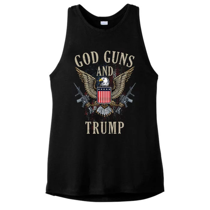 God Guns And Trump 2nd Amendment Flag Ar15 American Flag Ladies Tri-Blend Wicking Tank