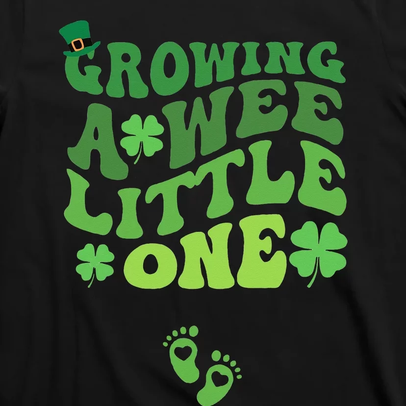 Groovy Growing A Wee Little One Pregnancy St Patricks Day T-Shirt