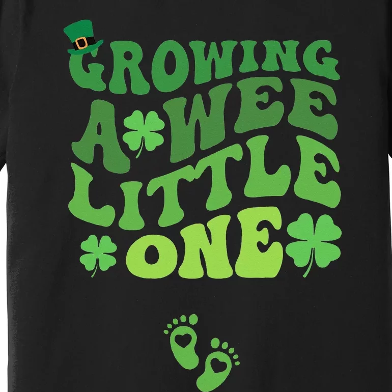 Groovy Growing A Wee Little One Pregnancy St Patricks Day Premium T-Shirt