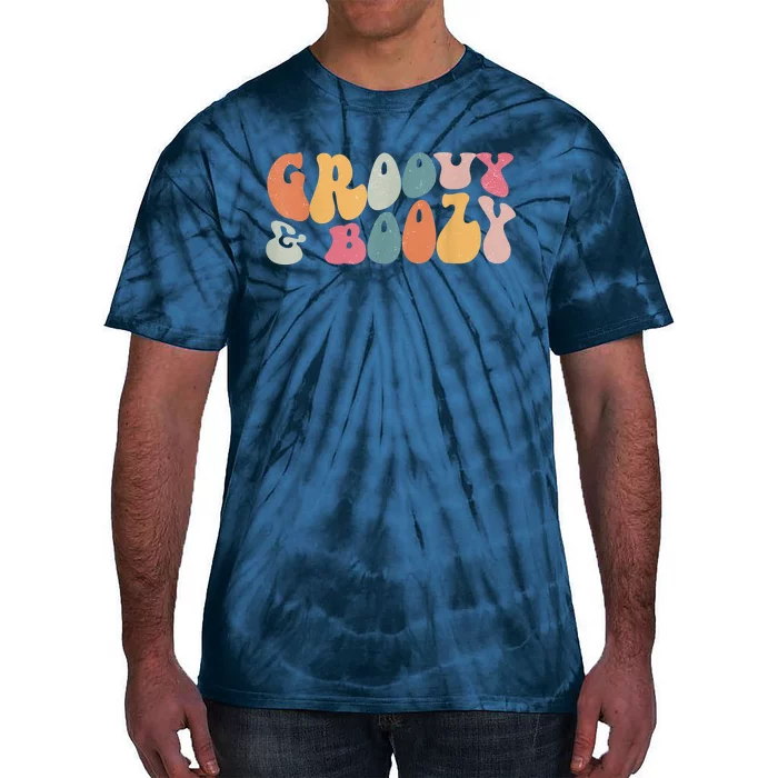 Groovy Groovy And Boozy Bachelorette Party Bridal Tie-Dye T-Shirt