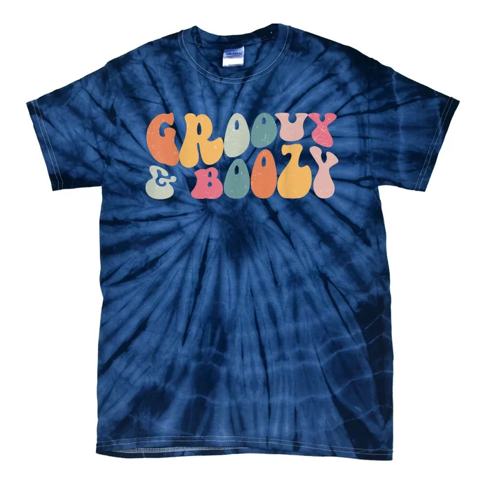 Groovy Groovy And Boozy Bachelorette Party Bridal Tie-Dye T-Shirt