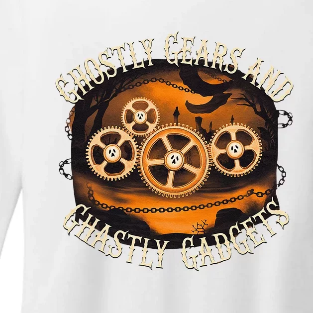 Ghostly Gears And Gadgets Mechanical Engineering Halloween Womens CVC Long Sleeve Shirt