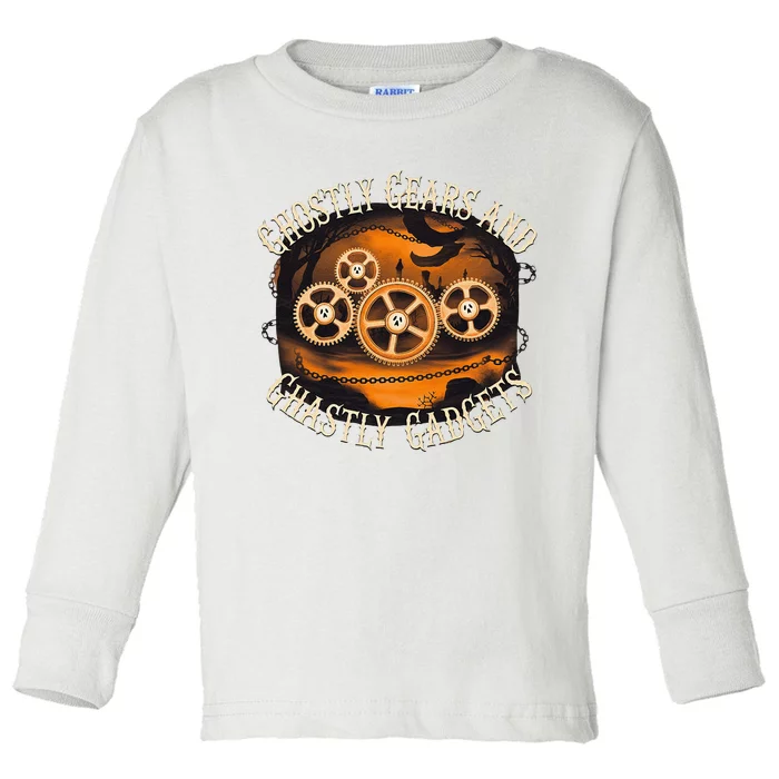 Ghostly Gears And Gadgets Mechanical Engineering Halloween Toddler Long Sleeve Shirt