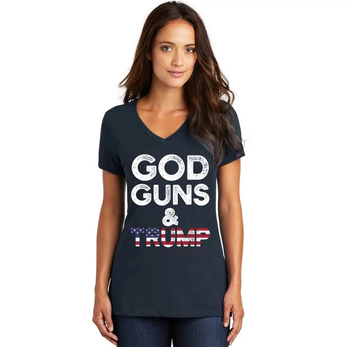 God Guns and Trump 2nd Amendment Pro Gun Hoodie Gift Women's V-Neck T-Shirt