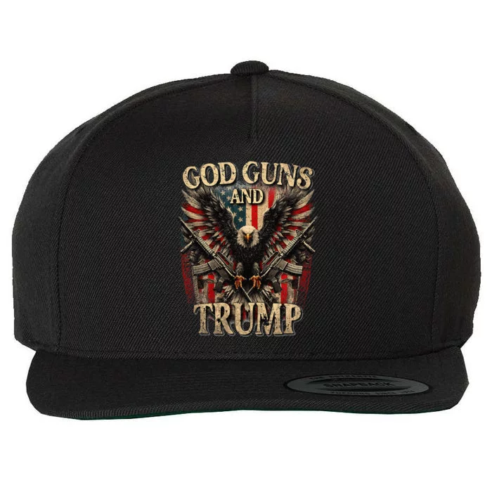 God Guns And Trump 2nd Amendment Flag Eagle American Flag Wool Snapback Cap