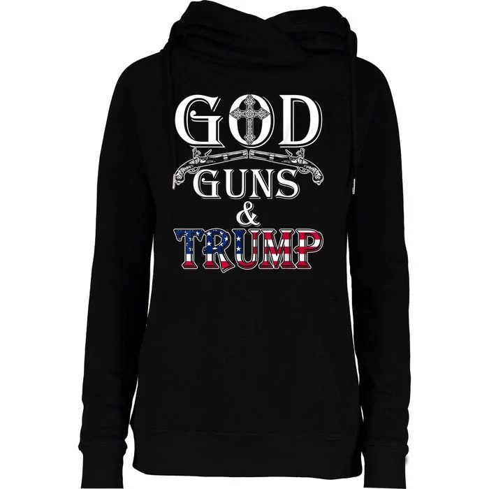 God Guns And Trump Womens Funnel Neck Pullover Hood