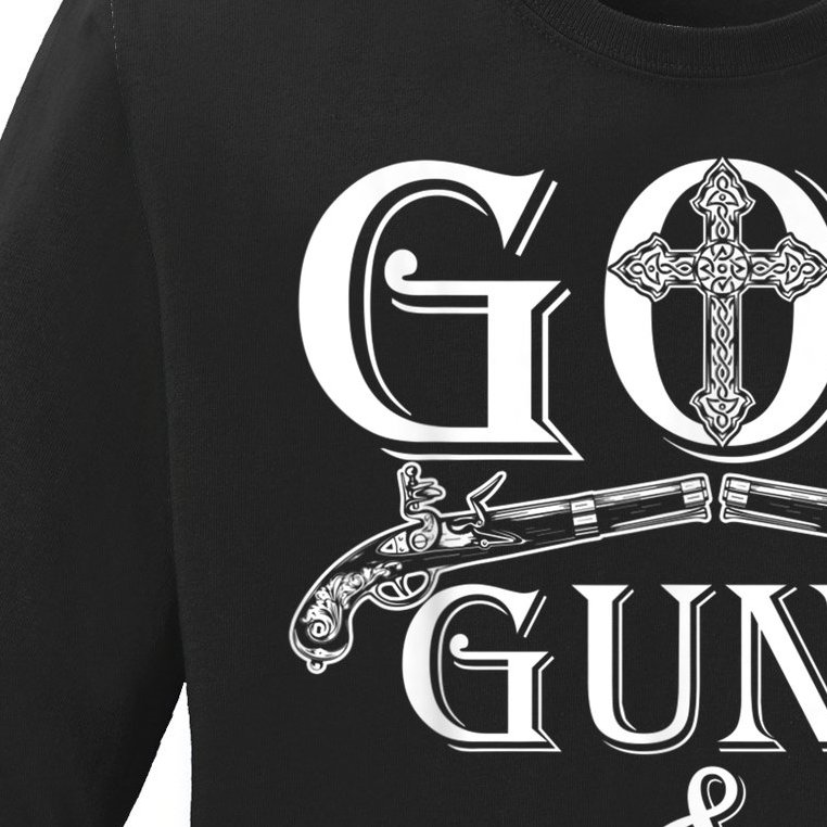 God Guns And Trump Ladies Missy Fit Long Sleeve Shirt