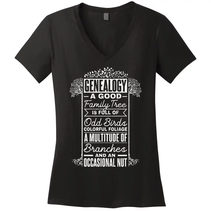 Genealogist Genealogy A Good Family Tree Family Ancestry Women's V-Neck T-Shirt