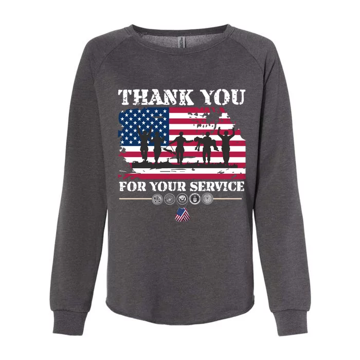 Great Gift American Flag Veterans Day Thank You For Your Service Womens California Wash Sweatshirt