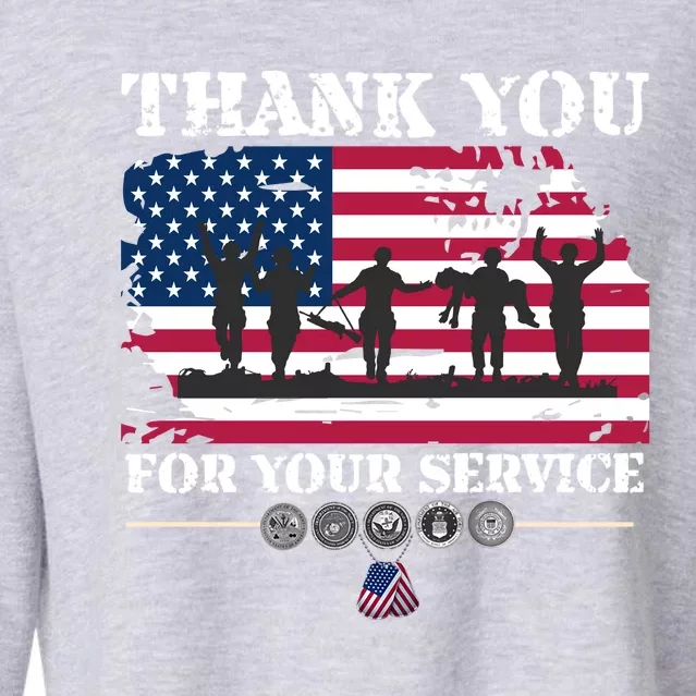 Great Gift American Flag Veterans Day Thank You For Your Service Cropped Pullover Crew