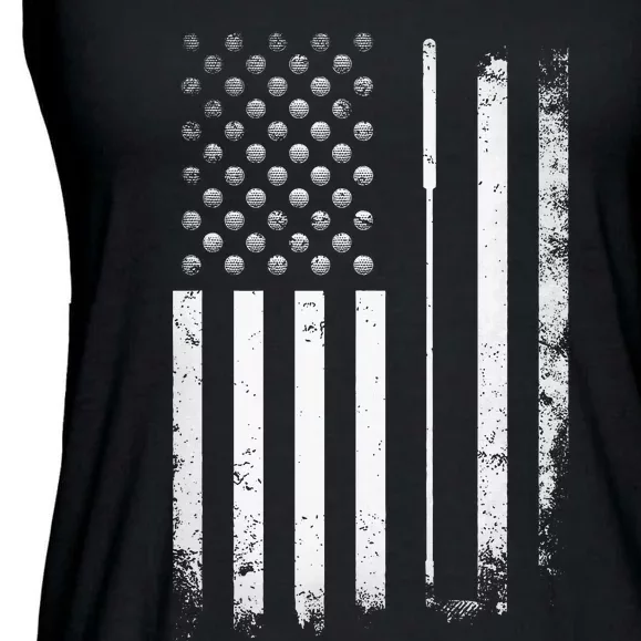 Golf Golfer American Flag Golf Flat Ladies Essential Flowy Tank