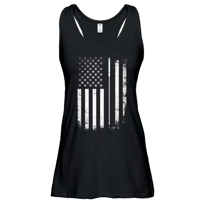 Golf Golfer American Flag Golf Flat Ladies Essential Flowy Tank