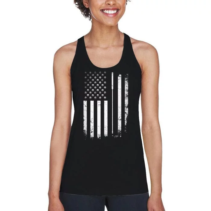 Golf Golfer American Flag Golf Flat Women's Racerback Tank