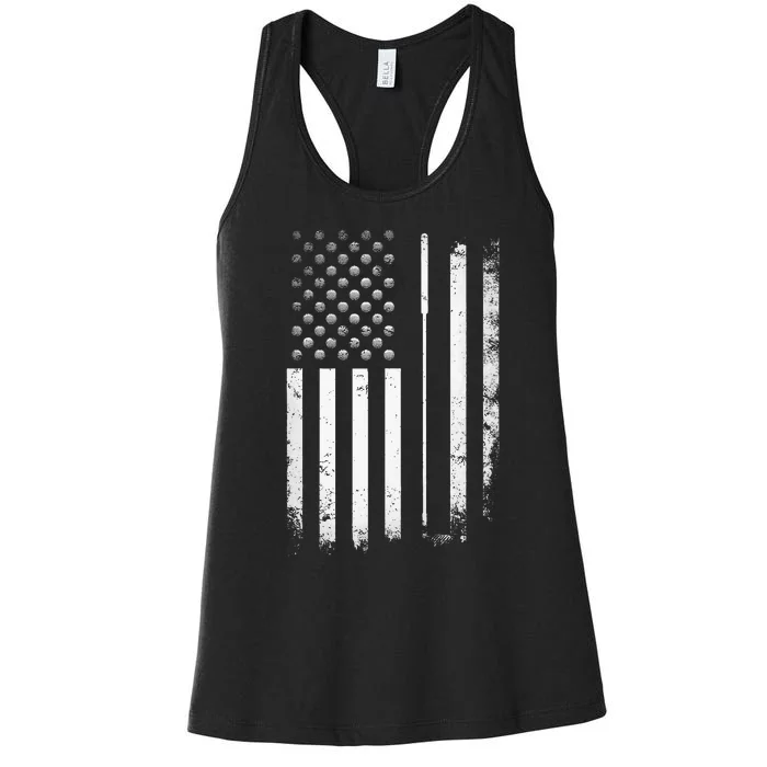 Golf Golfer American Flag Golf Flat Women's Racerback Tank