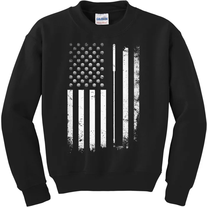 Golf Golfer American Flag Golf Flat Kids Sweatshirt