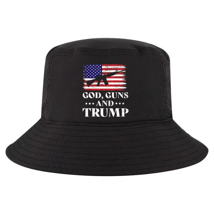 God Guns And Trump Gift For Donald Trump Supporters On President's Day Cool Comfort Performance Bucket Hat